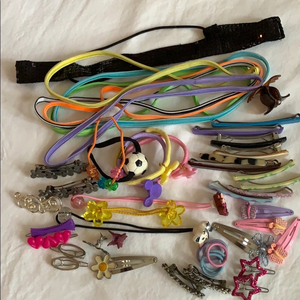 Lot of Kids Head Bands and Barettes